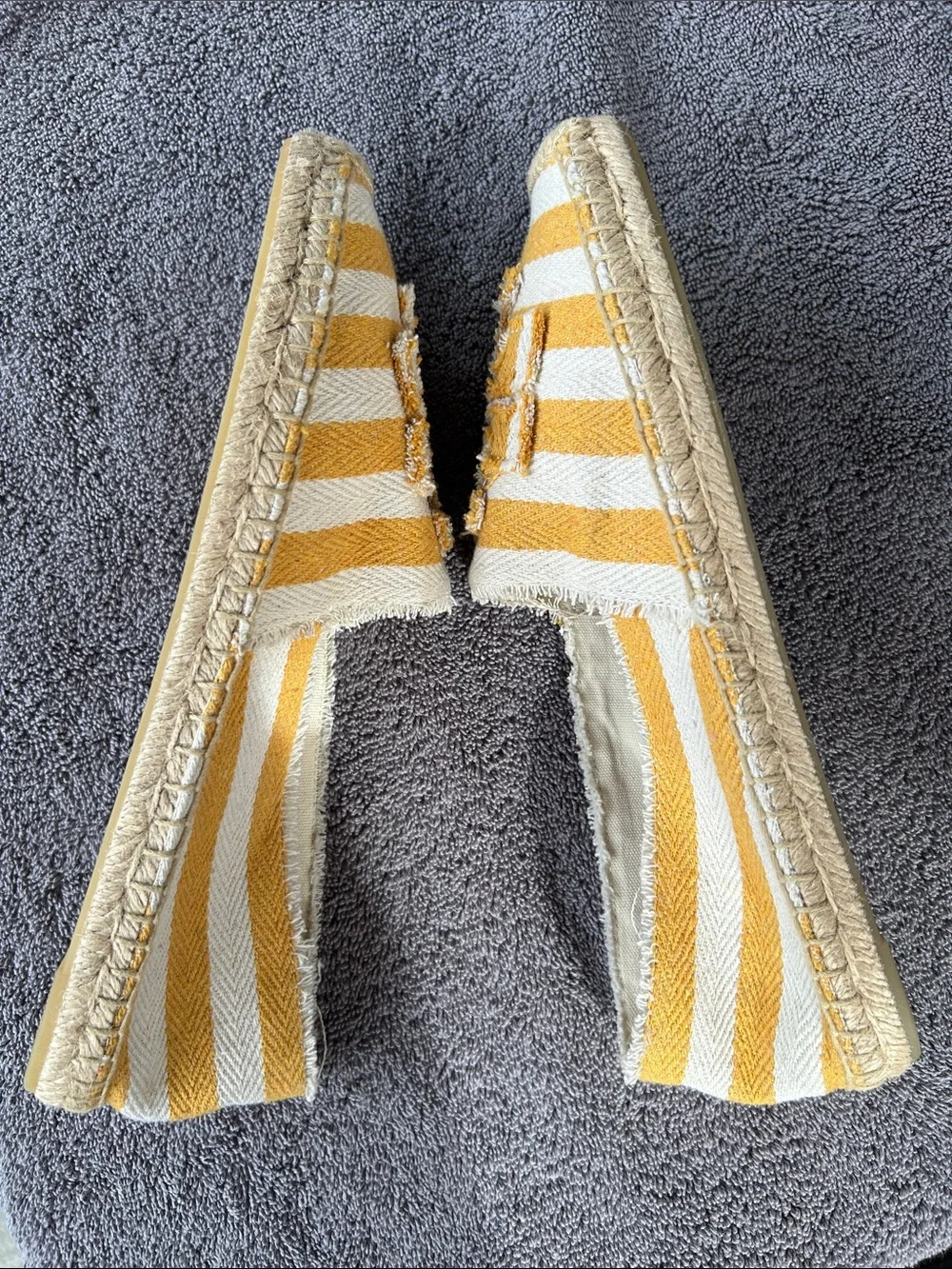 TORY BURCH Fray Stripe Espadrille Flat In Citrus, Size 11, NWOT